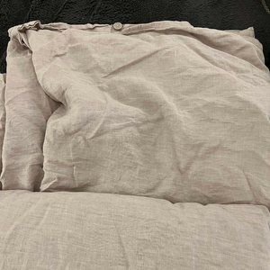 Restoration Hardware Vintage-washed Belgian Linen King Sz Duvet Cover - Dune
